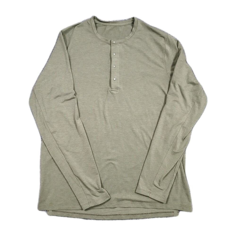 Lululemon Reinstate Henley Shirt Men's M Green Long Sleeve Lightweight Stretch